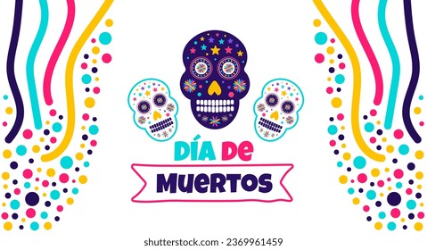 Day of the dead, Dia de los muertos, Día de Muertos colorful Mexican skull art background design template. traditional Mexican holiday poster, party flyer, greeting card, banner and background.