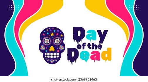 Day of the dead, Dia de los muertos, Día de Muertos colorful Mexican skull art background design template. traditional Mexican holiday poster, party flyer, greeting card, banner and background.