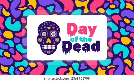 Day of the dead, Dia de los muertos, Día de Muertos colorful Mexican skull pattern background design template. traditional Mexican holiday poster, party flyer, greeting card, banner and background.