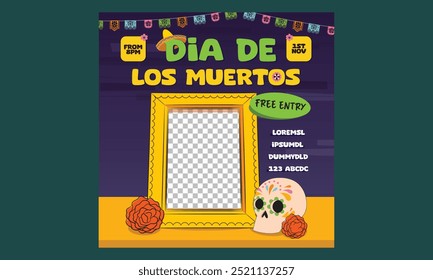 Dia dos Mortos Dia De Los Muertos festa de férias mexicana Social Media, vetor México Halloween