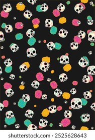 Day of the dead, Dia de los muertos background and seamless pattern