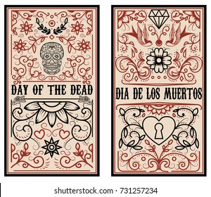 Day Of The Dead. Dia De Los Muertos. Set Of Banner Templates. Design Elements For Poster, Flyer, Banner. Vector Illustration