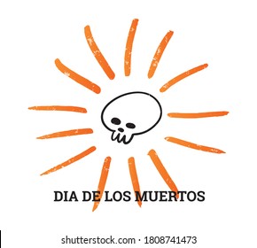 Day of the dead is a Dia de Muertos vector illustration with skull. Holiday text banner. Typography for Dia de Muertos greeting card, invitation, banner.