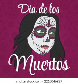 Day of the dead. Dia de muertos. Painted woman's face. Vector design.