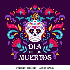 Tag der Toten. Dia de Muertos. Catrina, der Garbancera-Schädel, die elegante Calaca, festliches Skelett, der Bonbentänzer. Vektorgrafik im Vintage-Stil. Für Poster, Postkarten, Banner, Design