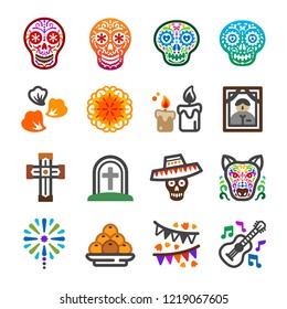 day of the dead festival and celebrate icon set,vector and illustration