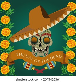 Day of the Dead festival and Latin American religion carnival mariachi musicians. Vector