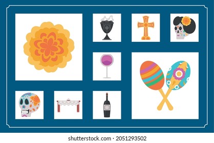 day of the dead festive, pack icons