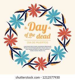 Day Of The Dead Floral Wreath Composition - Copy Space