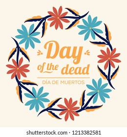 Day Of The Dead Floral Wreath Composition - Copy Space