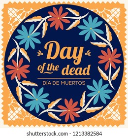 Day Of The Dead Floral Wreath Composition - Copy Space