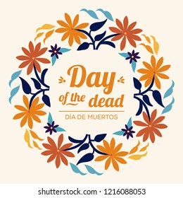 Day Of The Dead Floral Wreath Composition - Copy Space