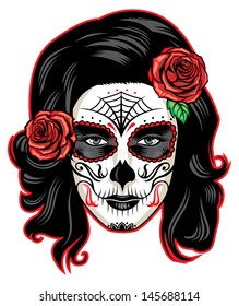 day of the dead girl with sugar skull makeup