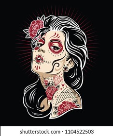 Day of the dead girl vector illustration