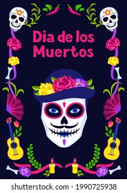 Day of the Dead greeting card. Dia de los muertos. Mexican celebration.