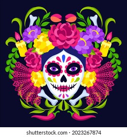 Tarjeta de saludo del Día de los Muertos. Dia de los muertos. Celebración mexicana.