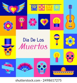 Day of the Dead greeting card. Dia de los muertos. Mexican celebration.