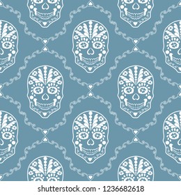 Day of the dead, Halloween, Dia de los muertos print background, seamless pattern design