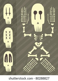 Day of the Dead or Halloween Skeleton, Stylish Grunge Vector Illustration. EPS 8.