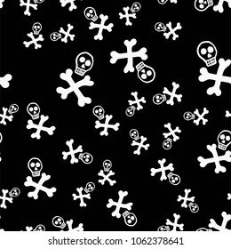 Day of the dead holiday in Mexico seamless pattern with stylized skulls. Scary Skeleton endless background. Dia de Muertos repeating texture. Vector illustration