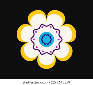 Day of Dead holiday symbol. Colorful icon with blooming flower or plant to offer to Dia de los Muertos festival. Mexican Halloween. Cartoon flat vector illustration isolated on black background