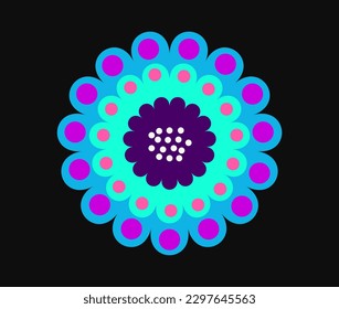 Day of Dead holiday symbol. Colorful icon with marigold flower. Sticker for traditional Mexican Halloween or Dia de los Muertos. Cartoon flat vector illustration isolated on black background