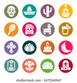 Day of the Dead holiday vector icons. Mexico culture symbols.