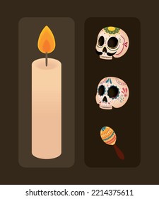 day of the dead, icons set