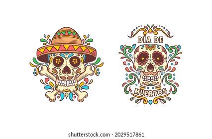 Day of dead illustration skull color full