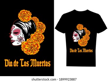 day of dead illustration for tshirt design