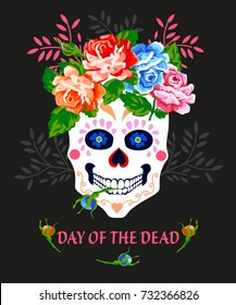 Day of the dead invitation vector poster print background. Dia de los muertos.