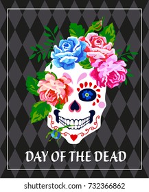 Day of the dead invitation vector poster print background. Dia de los muertos. 
