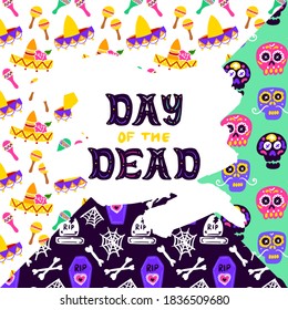Day of Dead Lettering Concept. Vector Illustration of Greeting Card Design Element.