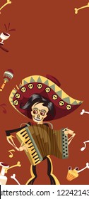 Day of the dead man skeleton in Mexican suit poster