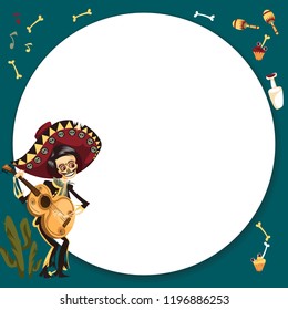 Day of the dead man skeleton poster with copyspace