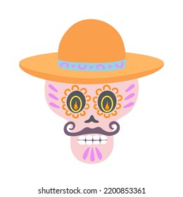 Day of the dead, man. Vector Illustration for printing, backgrounds, covers and packaging. Image can be used for greeting cards, posters, stickers and textile. Isolated on white background.