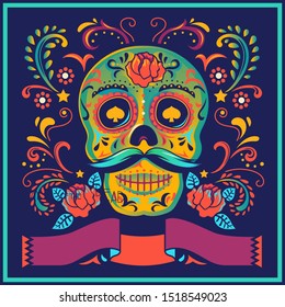 Day of the Dead Mariachi Skeleton for poster and invitation