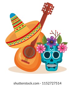 day of the dead mask with guitar