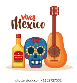 day of the dead mask with guitar