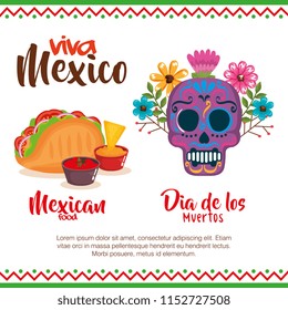 day of the dead mask with mexican food