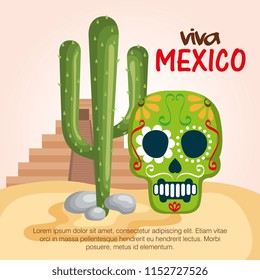 day of the dead mask with pyramid