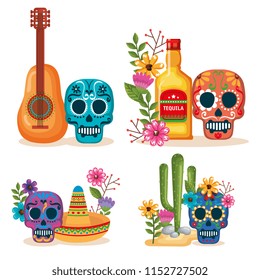 day of the dead masks with culture icons