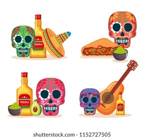 day of the dead masks with culture icons