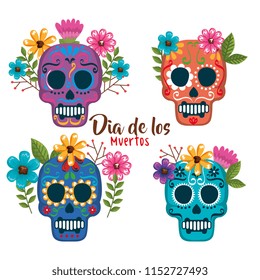 day of the dead masks with floral decoration