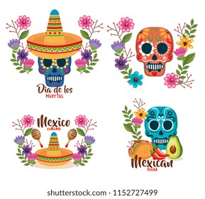 day of the dead masks with floral decoration