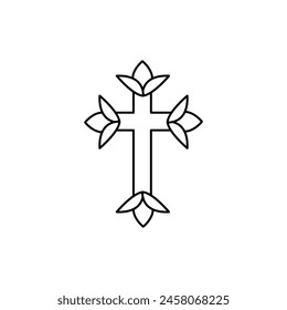 day of the dead, mexican cross icon. vector flat liner illustration for web and app..eps