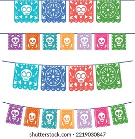 Day of the dead with Mexican flags illustration