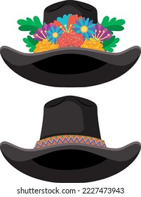 Day of the dead with Mexican hat illustration