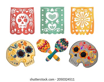 The day of the Dead. Mexican holiday. Die de los muertos. Vector illustration, festival, banner and card, print on t-shirt, handmade