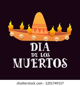 Day of the dead mexican holiday festival poster with sombrero vector